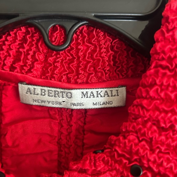 VINTAGE ALBERTO MAKALI Red Studded Ruched Button Top Avant Garde Art Wear Sz S/M - Picture 2 of 13